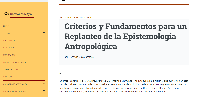 Replanteo de la Epistemología Antropológica