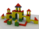 Castillo de bloques de madera con Blender